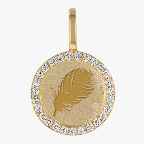 Feather Diamond Medallion - 18K Gold | VS Clarity Natural Diamonds