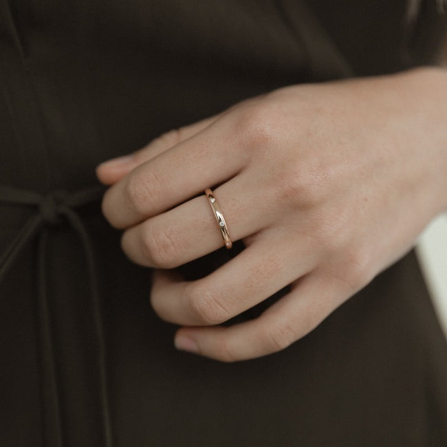 3 Diamonds Stacking Ring - 18K Gold | VS Clarity Natural Diamonds