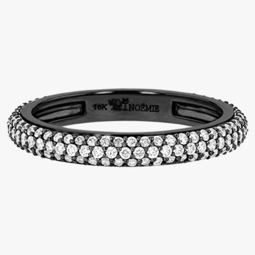 3 Row Pavé White Diamond Band Statement Stackable Wedding Ring VS Clarity 14 18K gold