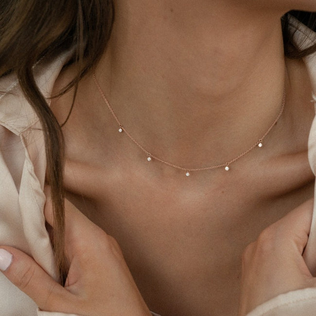 5 Diamond Necklace - 18K Gold | VS Clarity Natural Diamonds