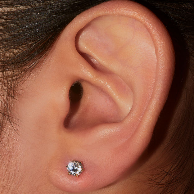 Round 6 Prong Diamond Stud 18K rose white yellow platinum quality diamond