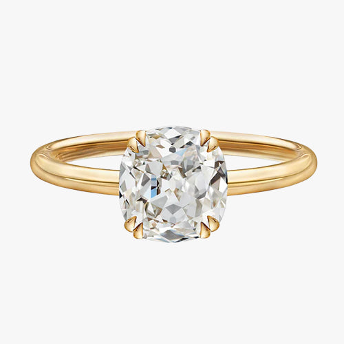 8-Prong Antique Cut Cushion Solitaire Engagement Ring - 18K Gold