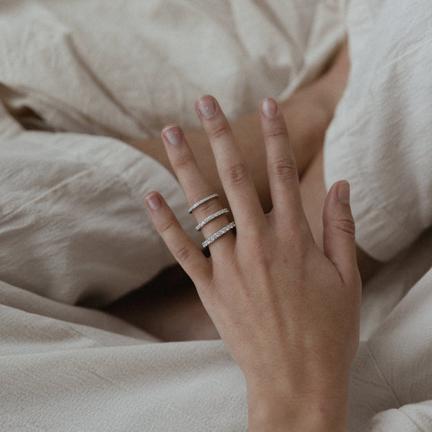 Wedding Love Stackable Sparkle VS quality diamond 14K 18K gold Classic