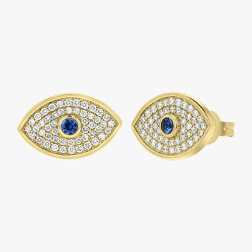 Evil Eye Diamond Earrings - 18K Gold | VS Clarity Natural Diamonds