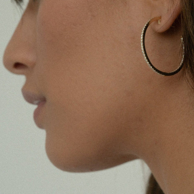 The Diamond Hoop earrings VS quality stone 14 18K gold black rose white yellow 