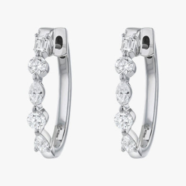 Multi Shape Diamond Hoops - 18K Gold | VS Clarity Natural Diamonds