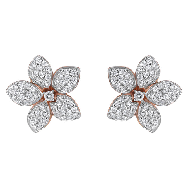 Diamond Flower Petal Earrings - 14K Gold | VS Clarity Lab Grown Diamonds
