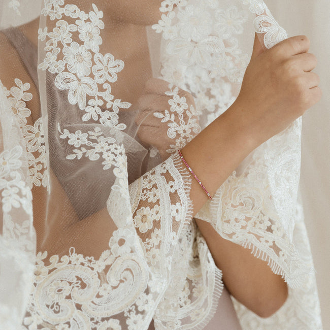 Pink Sapphire and White Diamond Tennis Bracelet - 18K Gold | VS Clarity Natural Diamonds