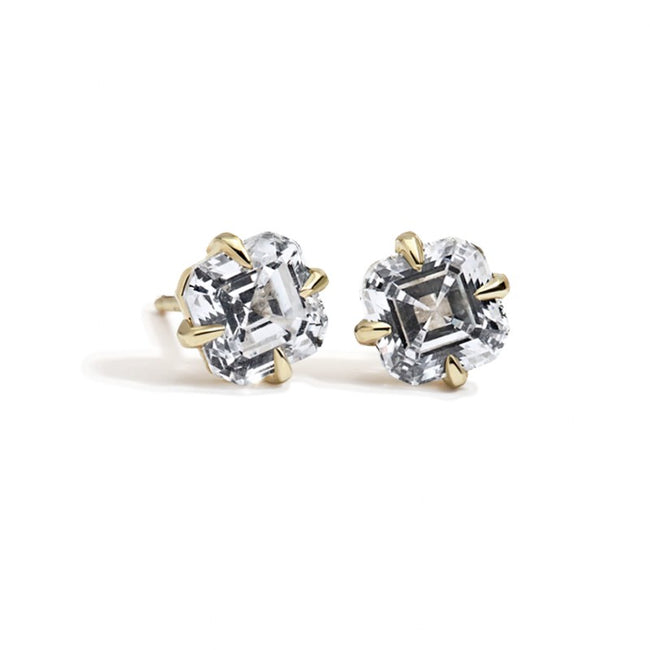 Asscher Diamond Studs - 18K Gold