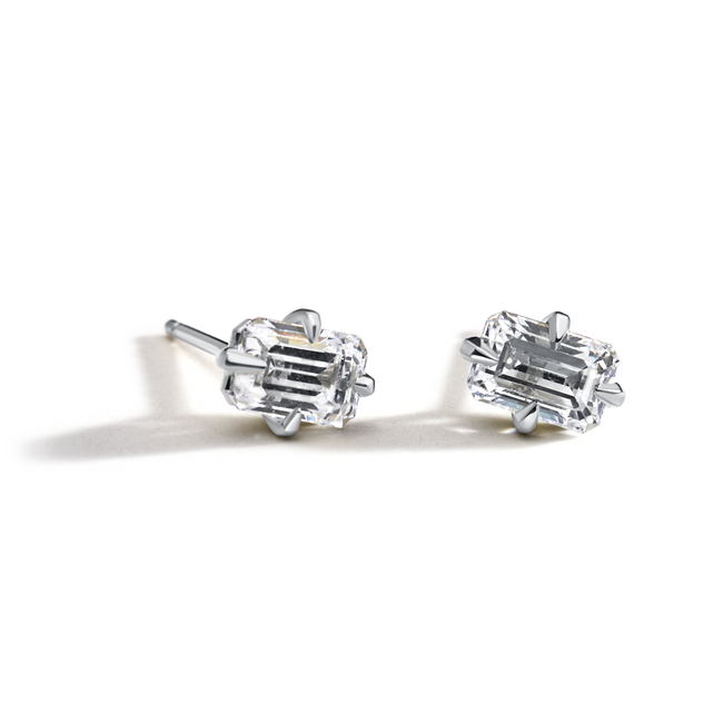 Emerald Diamond Studs - 18K Gold