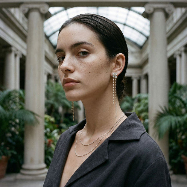 Floral Alchemy with Dangling Vines Earrings - 14K Gold | VS Clarity Lab Grown Diamonds