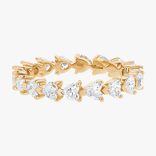Heart Shaped Diamond Eternity Band - 18K Gold | VS Clarity Natural Diamonds