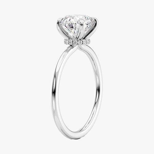 Hidden Halo Solitaire Engagement Ring - 18K Gold