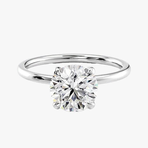 Hidden Halo Solitaire Engagement Ring - 18K Gold