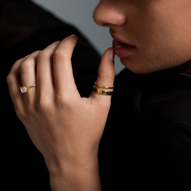 Noémie Solitaire Pick Your Diamond Shape Engagement Ring Oval Round Princess Emerald Radiant Asscher Cushion quality stone 18K gold Rose White Yellow Platinum