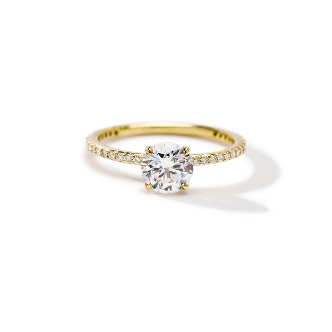 Noémie Solitaire Pave Pick Your Diamond Shape Engagement Ring - 18K Gold
