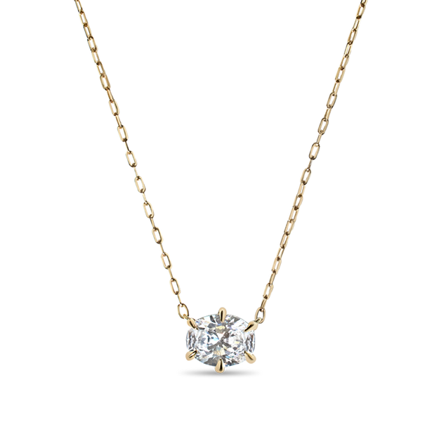 Oval Cut Diamond Solitaire Pendant quality stone 18K gold Rose White Yellow Platinum