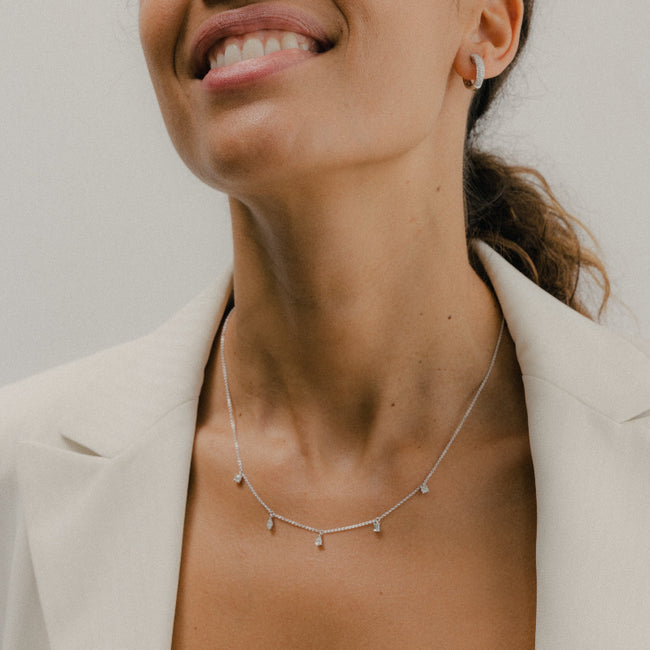 Multi Shape 5 Diamond Necklace - 18K Gold | VS Clarity Natural Diamonds