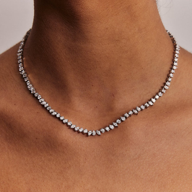 Multi Shape Diamond Tennis Necklace - 14K Gold | VS Clarity Lab Grown Diamonds