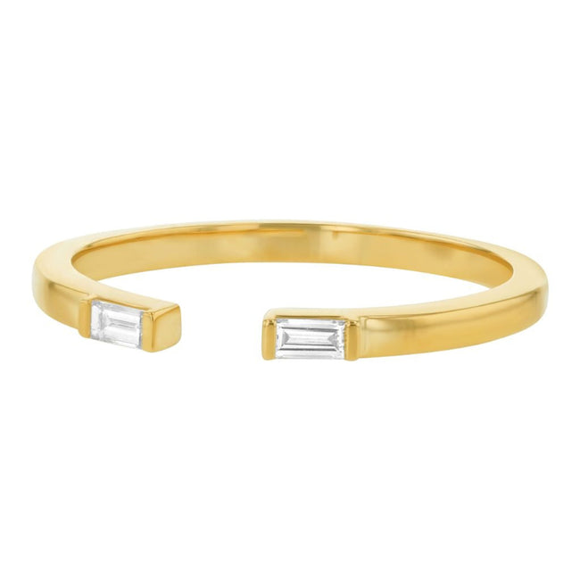 Open Band Baguette Bar Diamond Ring - 18K Gold | VS Clarity Natural Diamonds