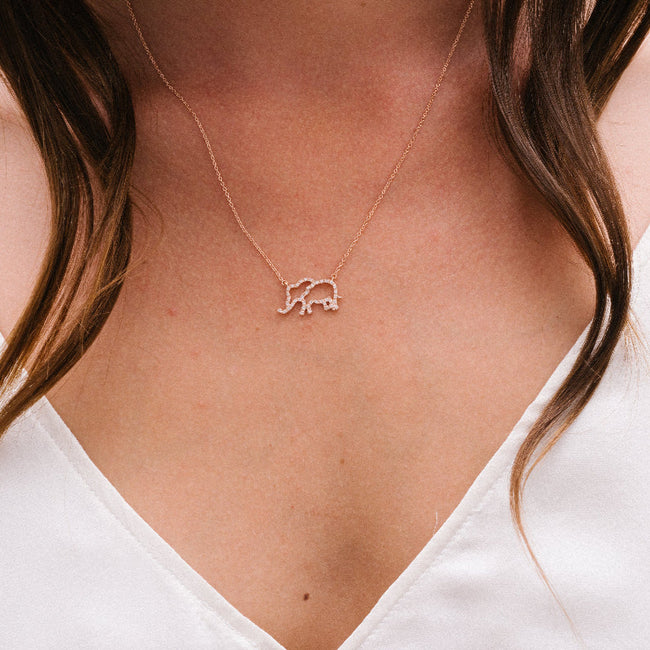 Open Diamond Elephant Necklace - 18K Gold | VS Clarity Natural Diamonds