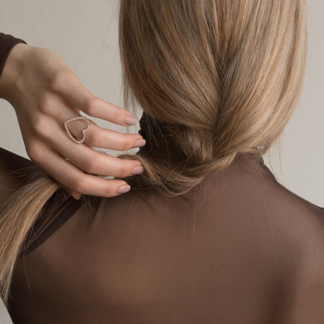 Open Heart Diamond Ring - 18K Gold | VS Clarity Natural Diamonds