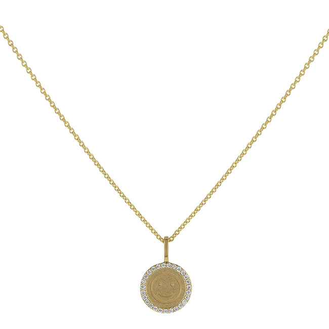 Happy Face Diamond Medallion - 18K Gold | VS Clarity Natural Diamonds