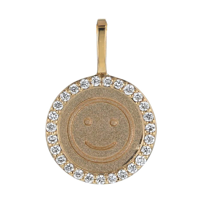 Happy Face Diamond Medallion - 18K Gold | VS Clarity Natural Diamonds