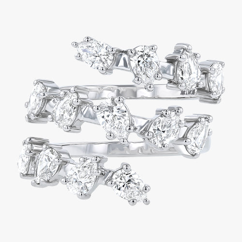 Pear Shaped Diamond Spiral Ring - 14K Gold | VS Clarity Lab Grown Diamonds