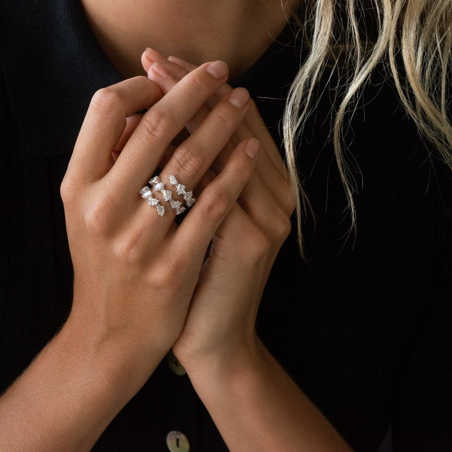 Pear Shaped Diamond Spiral Ring - 14K Gold | VS Clarity Lab Grown Diamonds