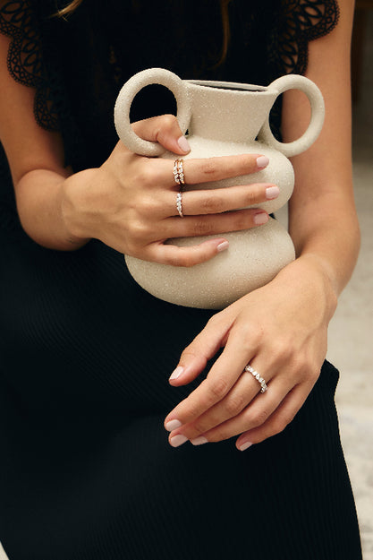 Lab Grown Quartet Multi Shape Diamond Ring Dainty Wedding Band Stackable VS Clarity 14K 18K Gold