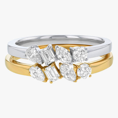 Lab Grown Quartet Multi Shape Diamond Ring Dainty Wedding Band Stackable White Gold Yellow Gold Platinum VS Clarity 14K 18K Gold