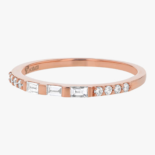 The Baguette and Round Diamond Band VS quality stone 14K 18K gold rose white yellow