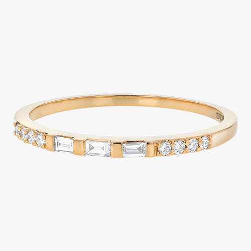 Baguette and Round Diamond Band - 18K Gold | VS Clarity Natural Diamonds
