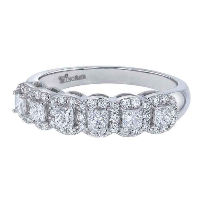 Princess Diamond Halo Half Band Ring -  18K Gold | VS Clarity Natural Diamonds