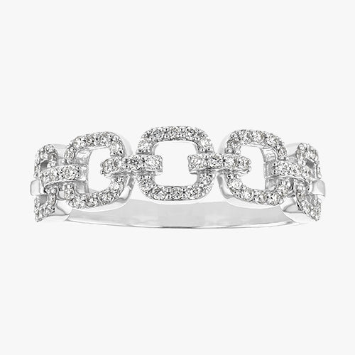 Diamond Link Ring Chain White Gold Fashion Statement Stackable VS quality diamond 14K 18K gold