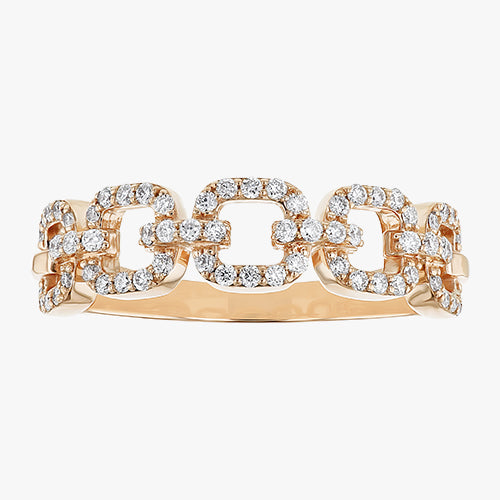 Diamond Link Ring Chain Yellow Gold Fashion Statement Stackable VS quality diamond 14K 18K gold