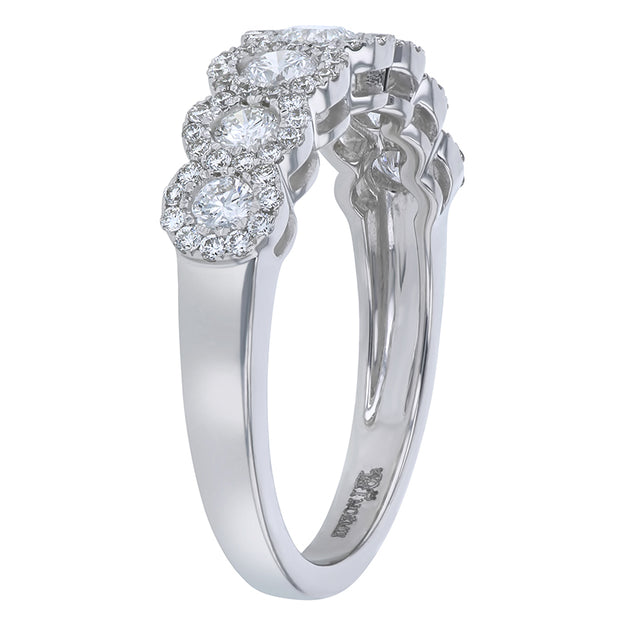 Round Diamond Halo Half Band Ring VS quality diamond 14K 18K gold white platinum