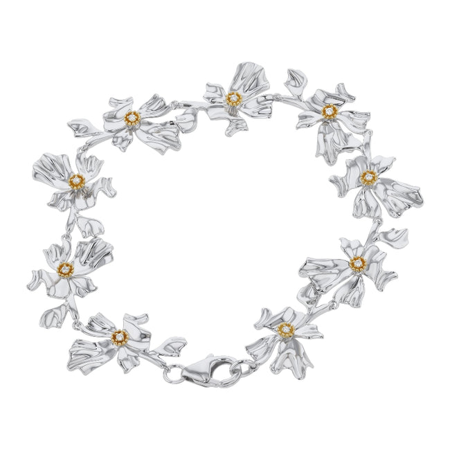 Floral Alchemy Diamond and Gold Bracelet - Sterling Silver | VS Clarity Lab Grown Diamonds
