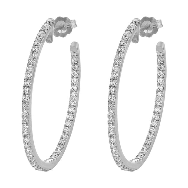 The Diamond Hoop earrings VS quality stone 14K 18K gold black rose white yellow