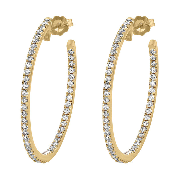 The Diamond Hoop earrings VS quality stone 14K 18K gold black rose white yellow