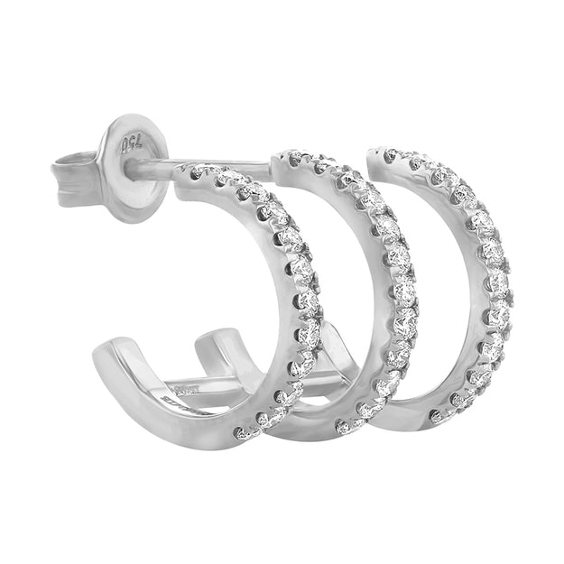 The Trois Hoop Diamond Earring 14K 18K gold rose white yellow black single VS quality 