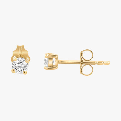 Custom Round Diamond Stud Earrings Yellow Gold Dainty Elegant VS quality diamond 14K 18K gold