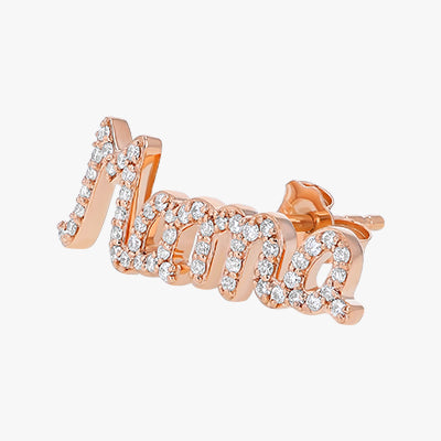 Mama Stud Earring Unique Rose Gold Statement Diamond Sparkle