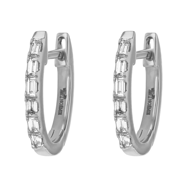 Huggie Baguette Earrings - 18K Gold | VS Clarity Natural Diamonds