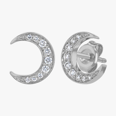 The Crescent Moon Studs VS quality diamond 14K 18K gold rose white yellow