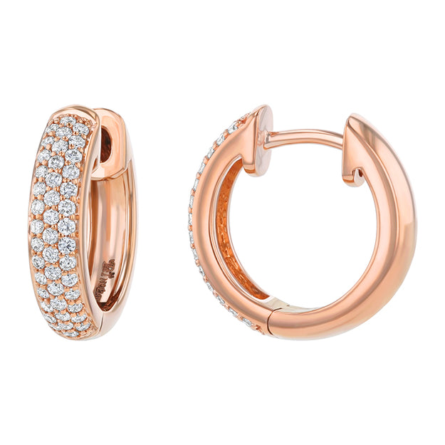 3 Row Pavé White Diamond Earrings - 18K Gold | VS Clarity Natural Diamonds