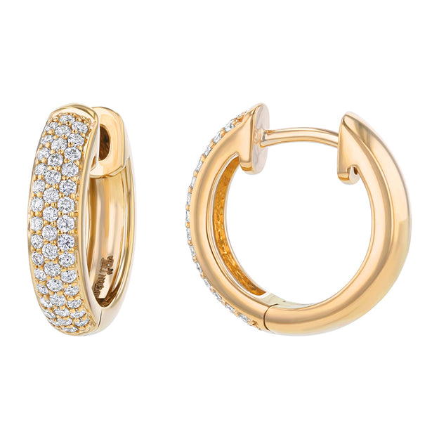 3 Row Pavé White Diamond Earrings - 18K Gold | VS Clarity Natural Diamonds