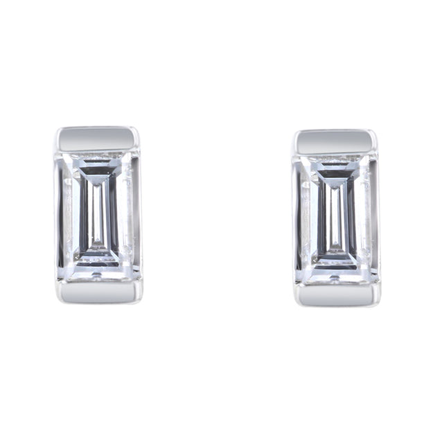 The Diamond Baguette Stud VS quality stone 18K gold white 
