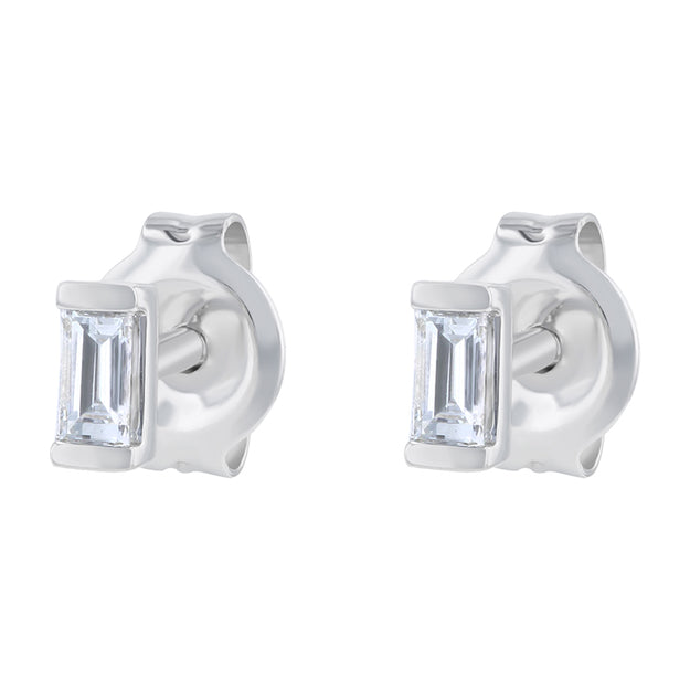 The Diamond Baguette Stud VS quality stone 18K gold white 